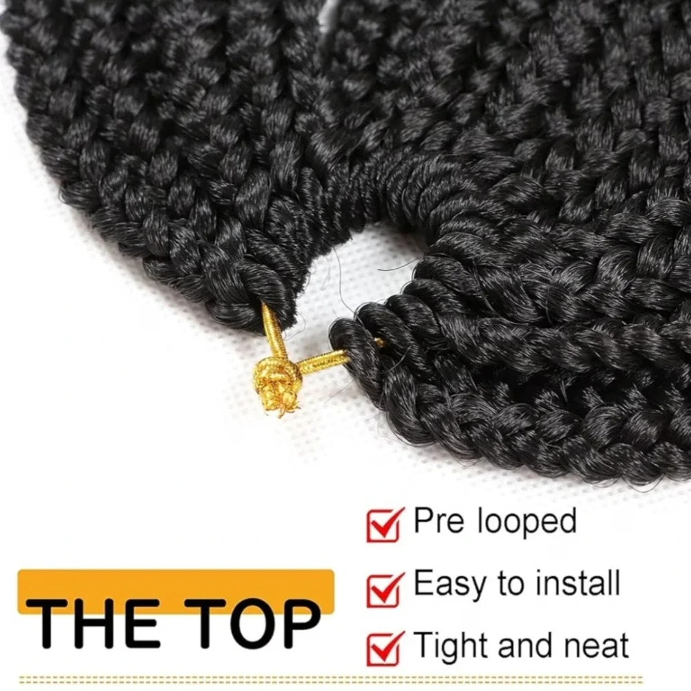 26 Inch Pre-Looped Crochet Box Braids Natural Black Synthetic Hair 6 Packs